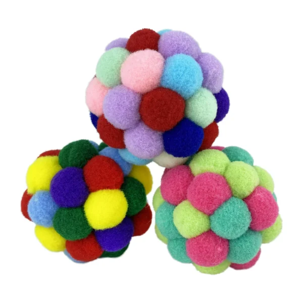 Cat Entertainment Toy - Textured Pom-Pom in Vibrant Assorted Colors